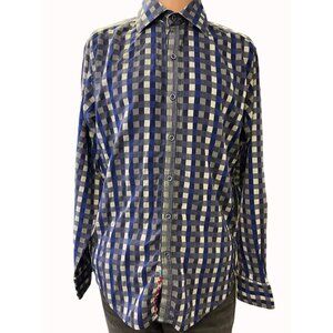 Robert Graham Men's Royal Blue Checkered Button Up Shirt Size S SKU 6346